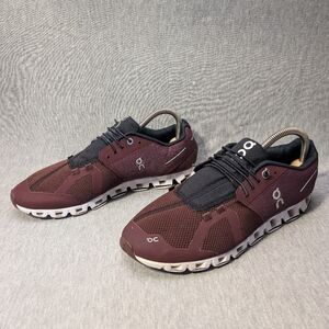 On Cloud Running Shoes Men's 8 Maroon Low Top Sneakers Swiss